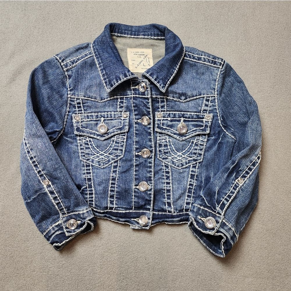 Y2k Vintage Jean jacket, lots of bling. Size Large